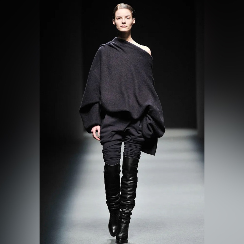 Haider Ackermann Fall/Winter 2009 Black Leather Over The Knee Boots Size 36